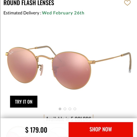 ray ban pink round flashes sunglasses - Picture 2 of 6